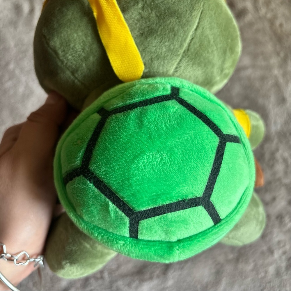 TMNT Michelangelo Plush Stuffed Toy Orange Mask Nunchucks Suction Cup Hanger - Picture 6 of 6